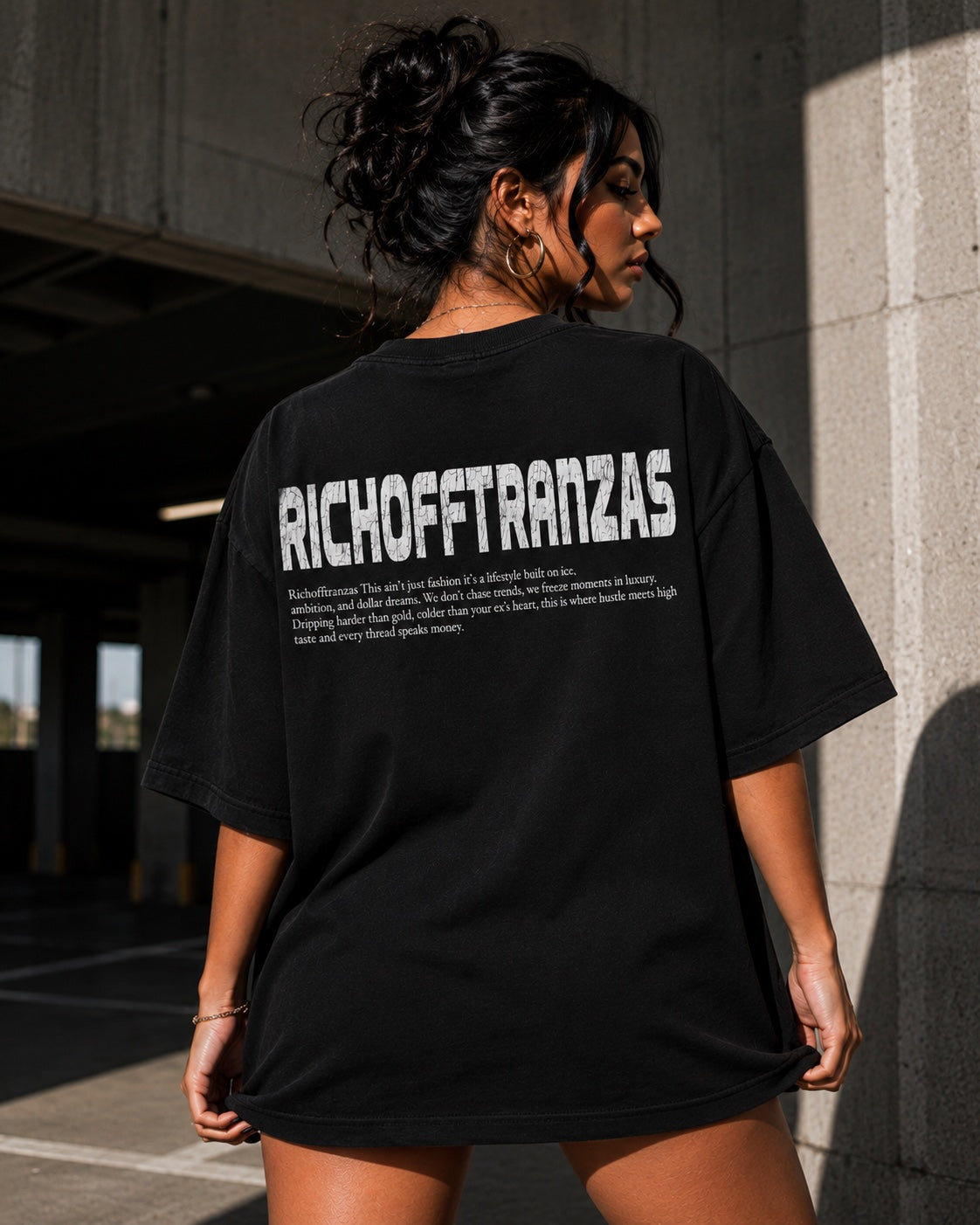 RichOffTranzas “Frozen Assets” Oversized Tee – Vintage Black