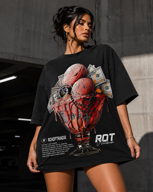 RichOffTranzas “Frozen Assets” Oversized Tee – Vintage Black