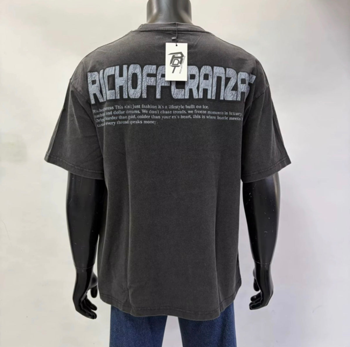 RichOffTranzas “Frozen Assets” Oversized Tee – Vintage Black