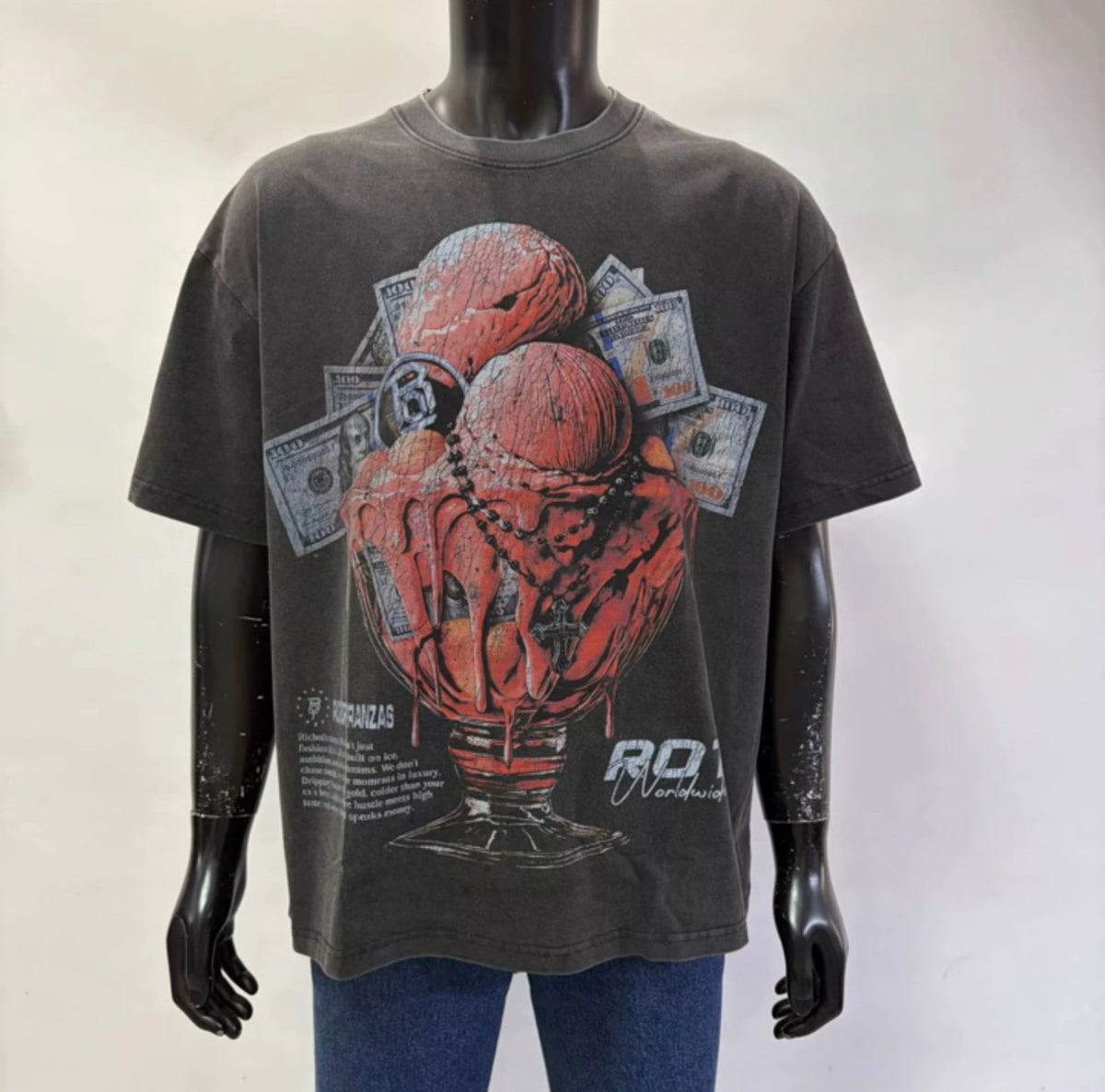 RichOffTranzas “Frozen Assets” Oversized Tee – Vintage Black
