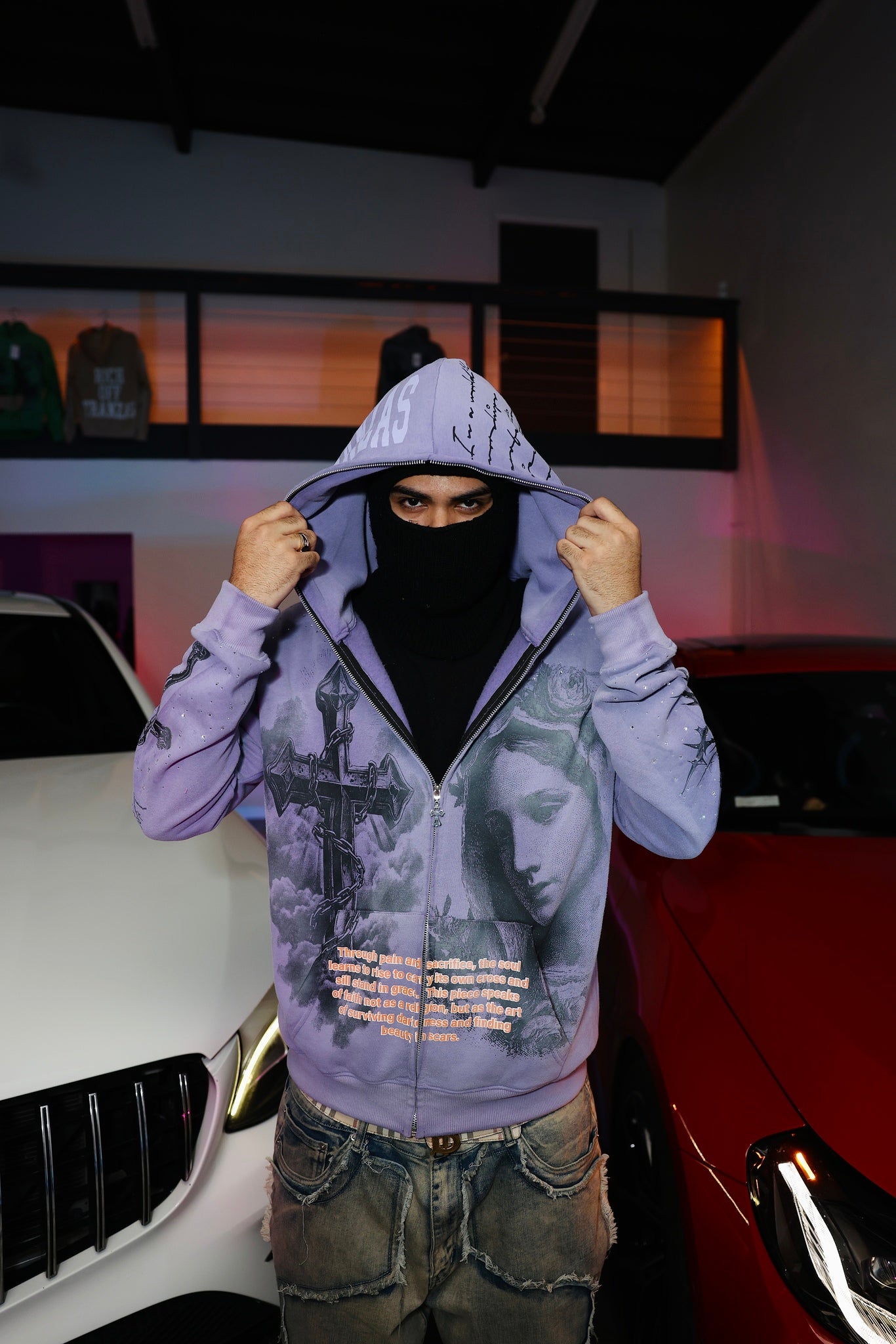 PURPLE R.O.T ZIP UP HOODIE