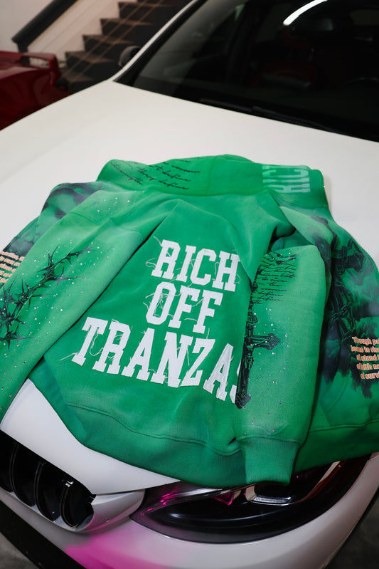 GREEN R.O.T ZIP UP HOODIE