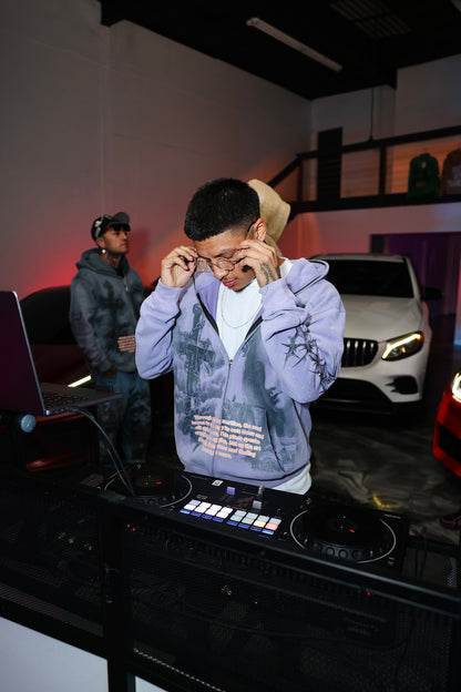 PURPLE R.O.T ZIP UP HOODIE